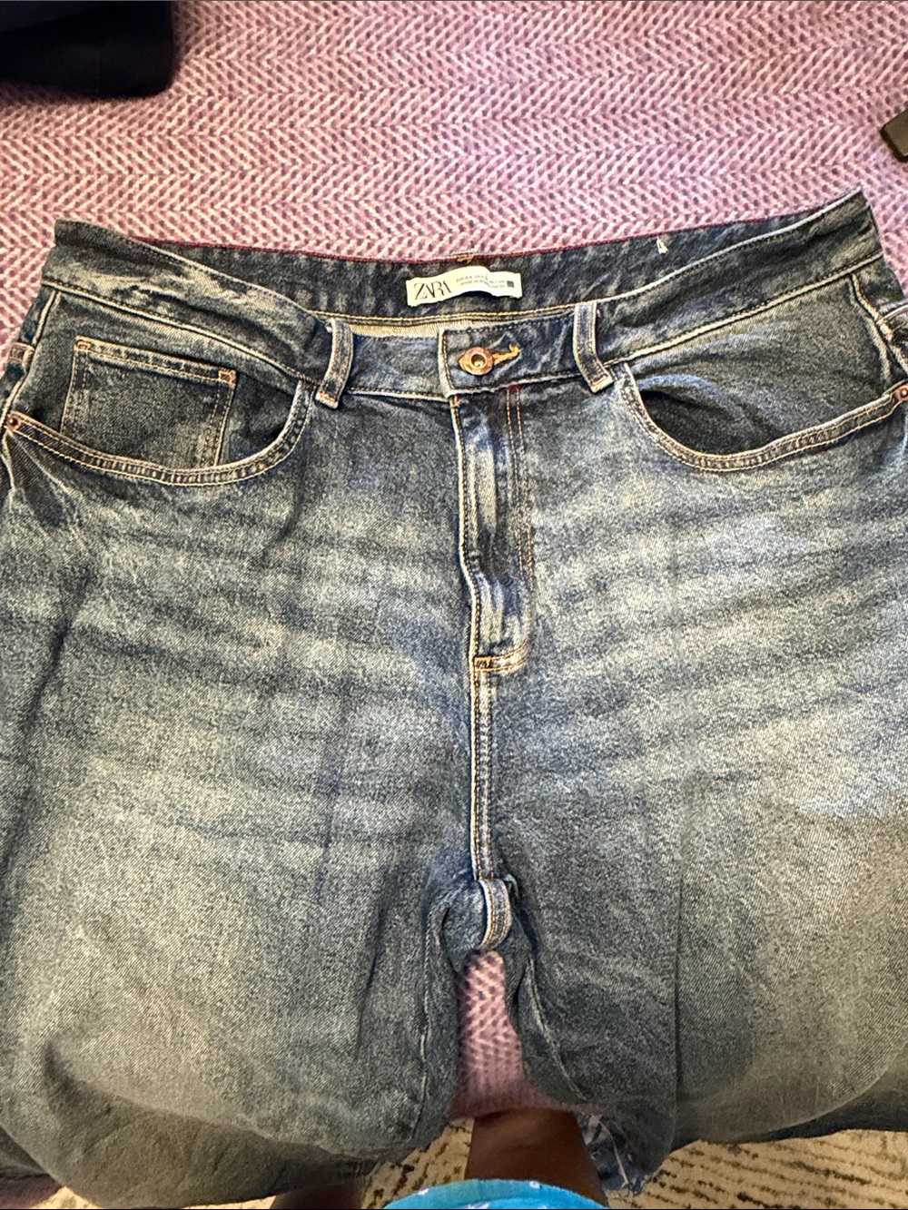 Zara Boyfriend Jeans in Faded Blue Denim